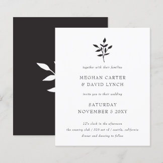 Budget Simple Botanical Wedding Invitation