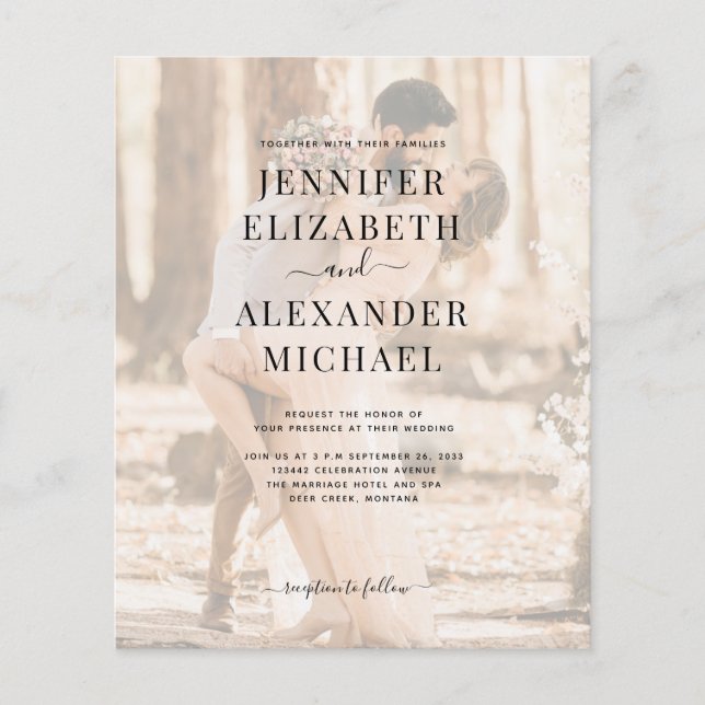 Budget Simple Calligraphy Photo All In One Wedding (Front)