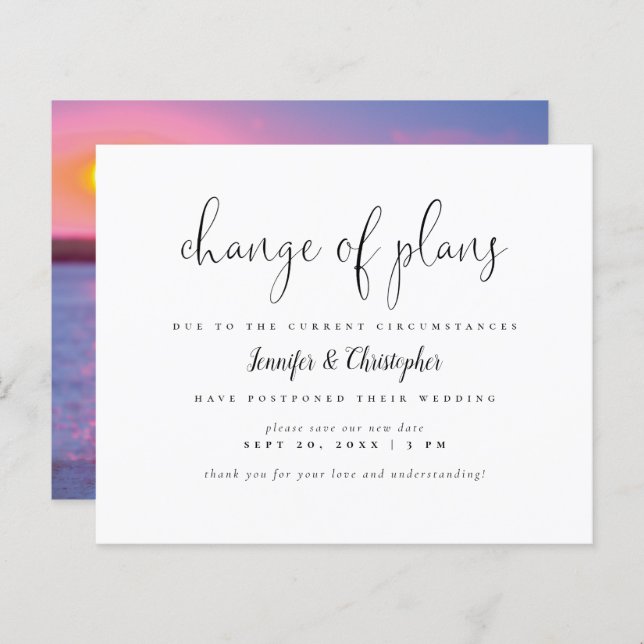 Budget Simple Change Of Plans Wedding Postponement (Front/Back)