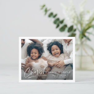 Budget Simple Cherish Script Photo Christmas Card