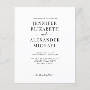 Budget Simple Chic Calligraphy All In One Wedding