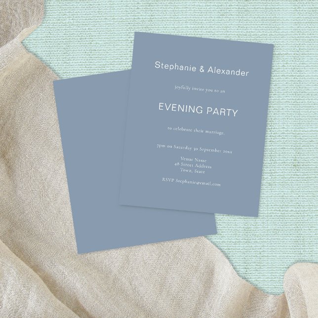 Budget Simple Dusty Blue Evening Party Invite (Creator Uploaded)