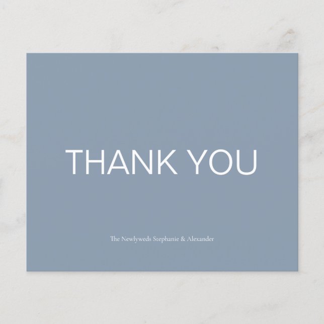 Budget Simple Dusty Blue Landscape Thank You Card (Front)