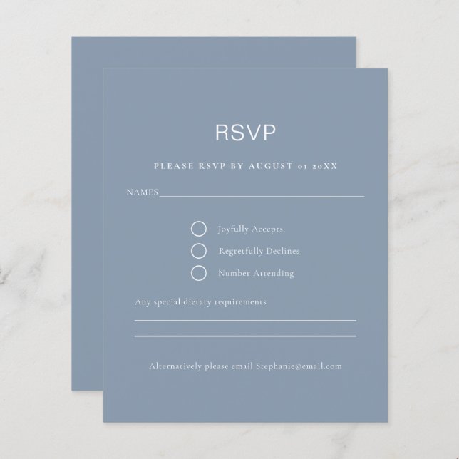 Budget Simple Dusty Blue RSVP Card (Front/Back)