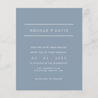 Budget Simple Dusty Blue Wedding  Invitation