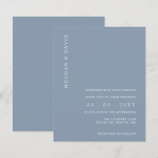 Budget Simple Dusty Blue Wedding Invitation