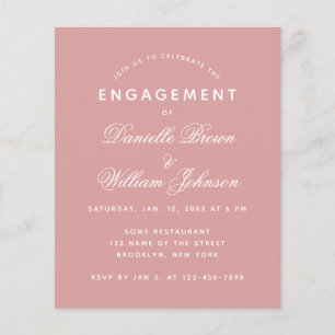 Budget Simple Dusty Rose Engagement Invitation