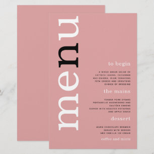 BUDGET Simple Dusty Rose Typography Wedding Menu