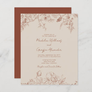 Budget Simple Elegance Boho Wedding Invitation