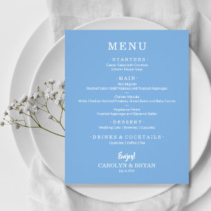 Budget Simple Elegant Blue Wedding Menu