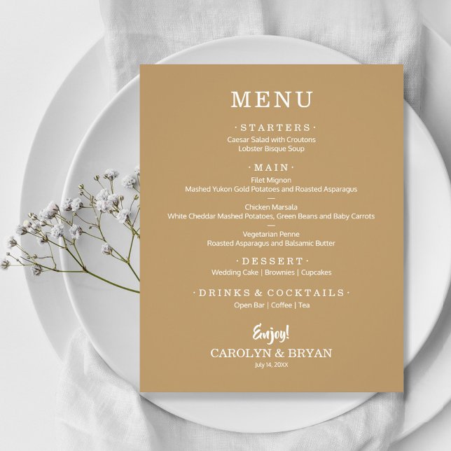 Budget Simple Elegant Gold Wedding Menu (Creator Uploaded)