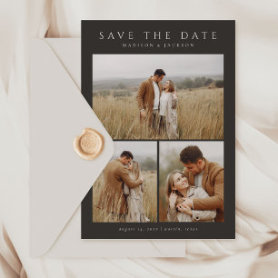 Budget Simple Elegant Modern Four Photo Save The Date