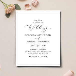 Budget Simple Elegant Modern Wedding Invitation
