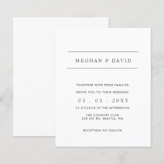 Budget Simple Elegant Modern Wedding  Invitation