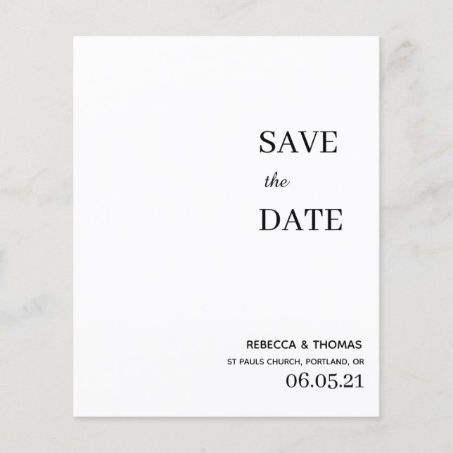 budget simple elegant non photo save the date (Front)