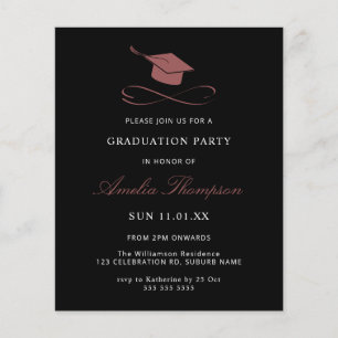 Budget Simple Elegant Pink and Black Graduation Flyer