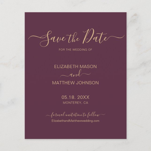 Budget Simple Elegant Script Save The Date Flyer (Front)