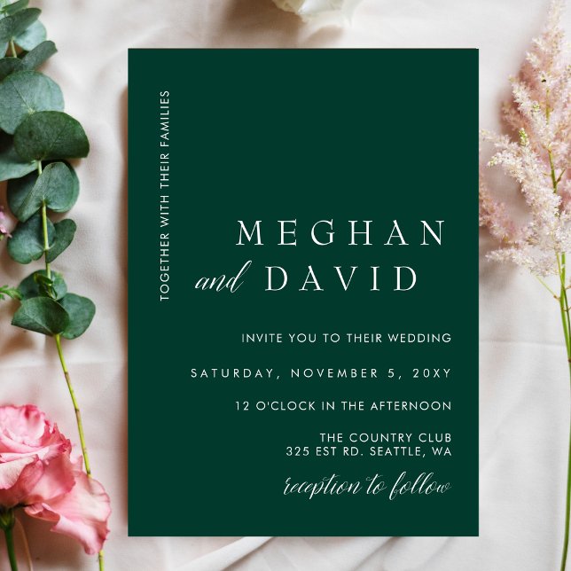 Budget Simple Emerald Green Wedding Invitation (Creator Uploaded)