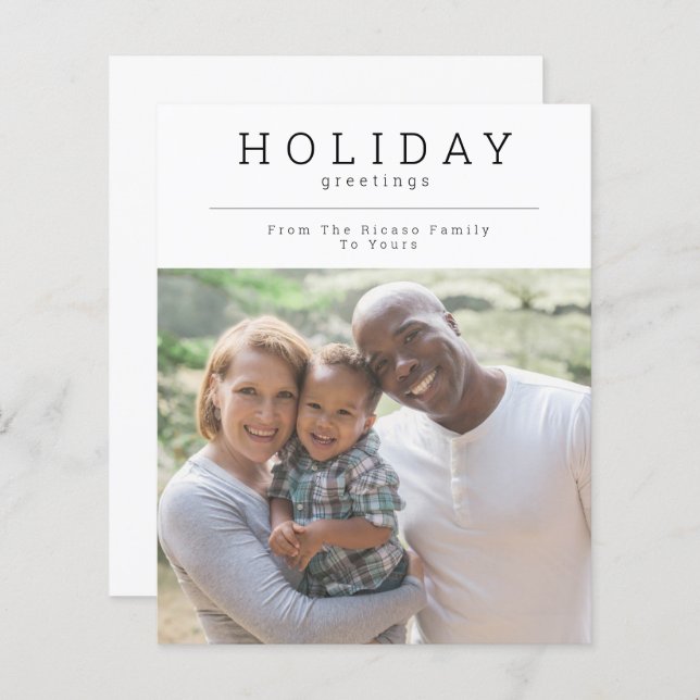 BUDGET Simple Holiday Greetings Photo Personalised (Front/Back)