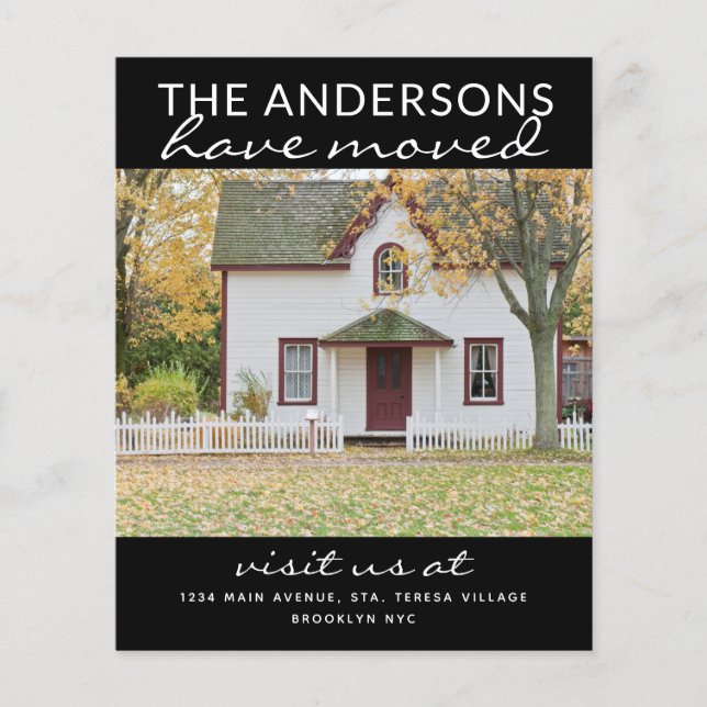 Budget Simple Home Photo Moving Black Announcement (Front)