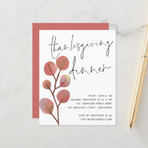Budget Simple Leaves Thanksgiving Dinner Invite