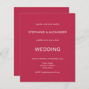 Budget Simple Magenta QR Code Wedding Invitation