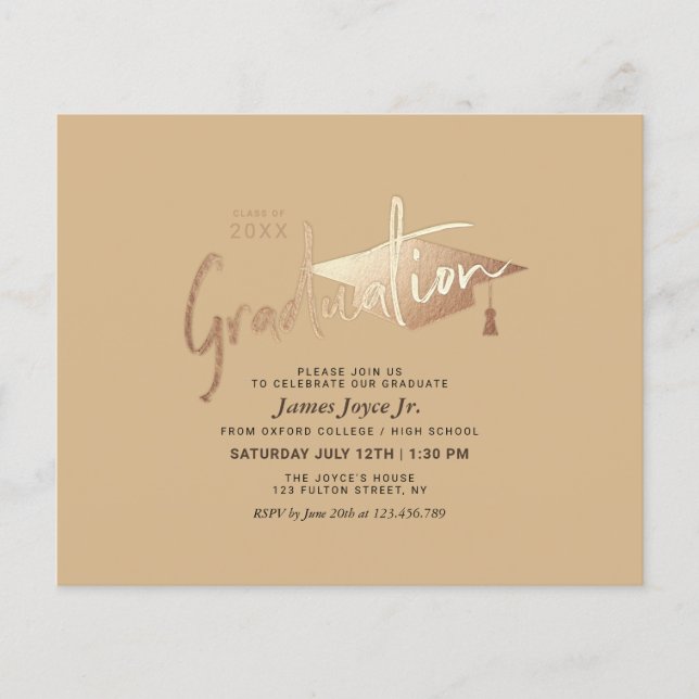 Budget Simple Minimal Graduation Party Invitations Flyer (Front)