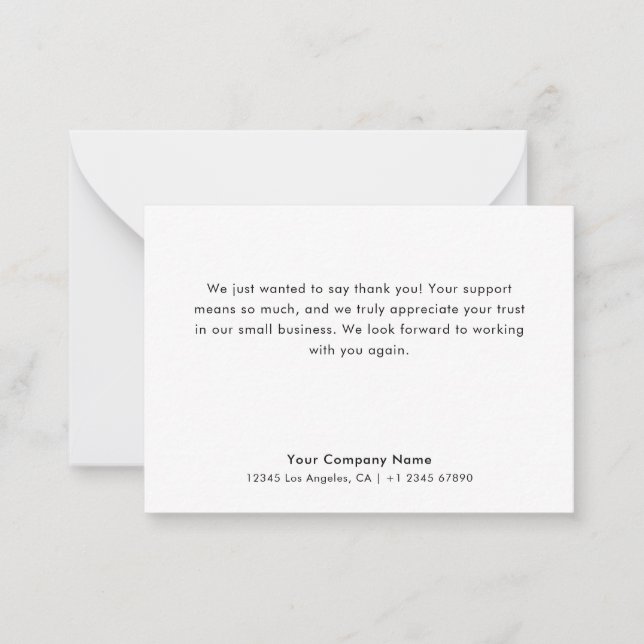 Budget | Simple Minimal Small Business Thank You Card (Front)