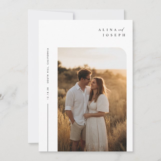 Budget Simple Minimalist Boho Photo Wedding Invitation (Front)