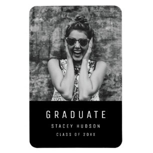 Budget Simple Minimalist Grad Announcement Black Magnet