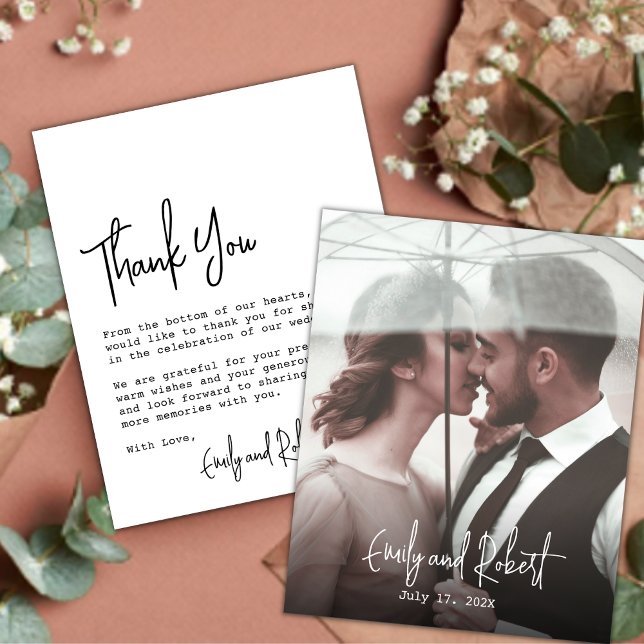 Budget Simple Minimalist Photo Wedding Thank You Flyer (Creator Uploaded)