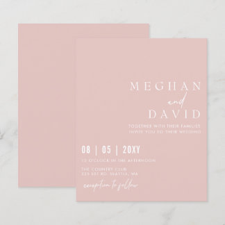 Budget Simple Modern Blush Wedding Invitation