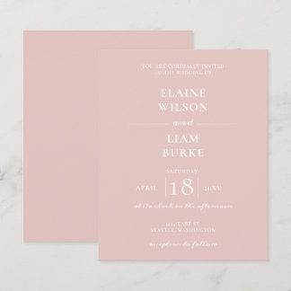 Budget Simple Modern Blush Wedding Invitation