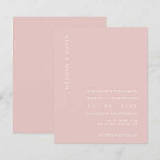 Budget Simple Modern Blush Wedding  Invitation