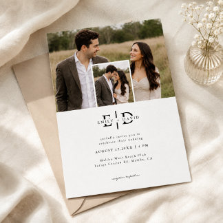 Budget Simple Modern Boho 2 Photo Wedding Invitation