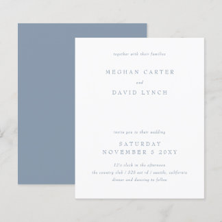 Budget Simple Modern Dusty Blue Wedding Invitation