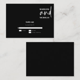 BUDGET Simple Modern Minimalist Black RSVP Card