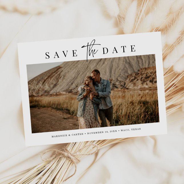 Budget Simple Modern Minimalist Four Photo Save The Date (Creator Uploaded)