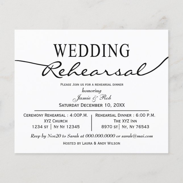 Budget Simple Modern Rehearsal Dinner Invitation (Front)