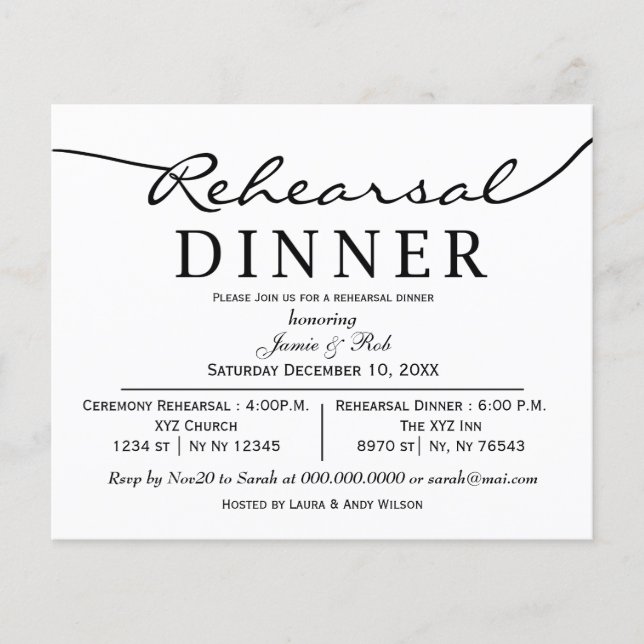 Budget Simple Modern Rehearsal Dinner Invitation (Front)