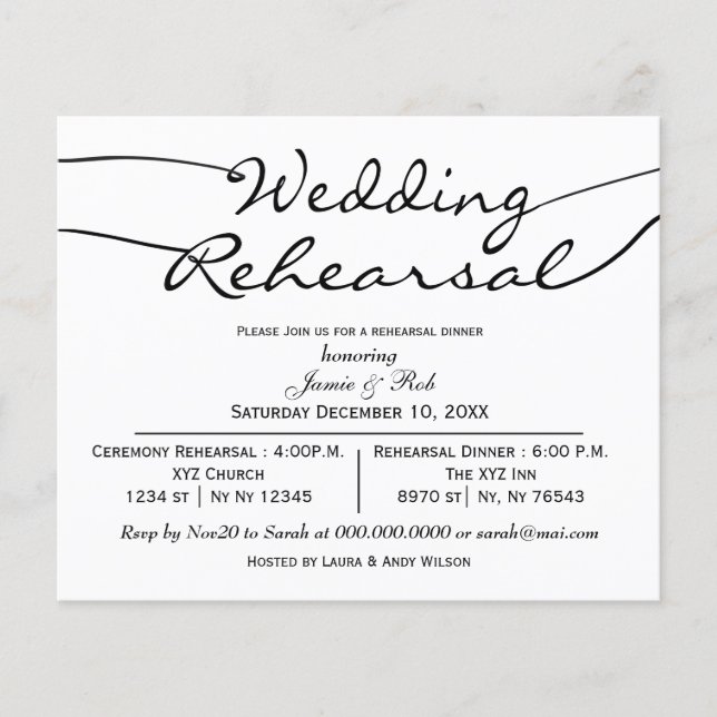 Budget Simple Modern Rehearsal Dinner Invitation (Front)