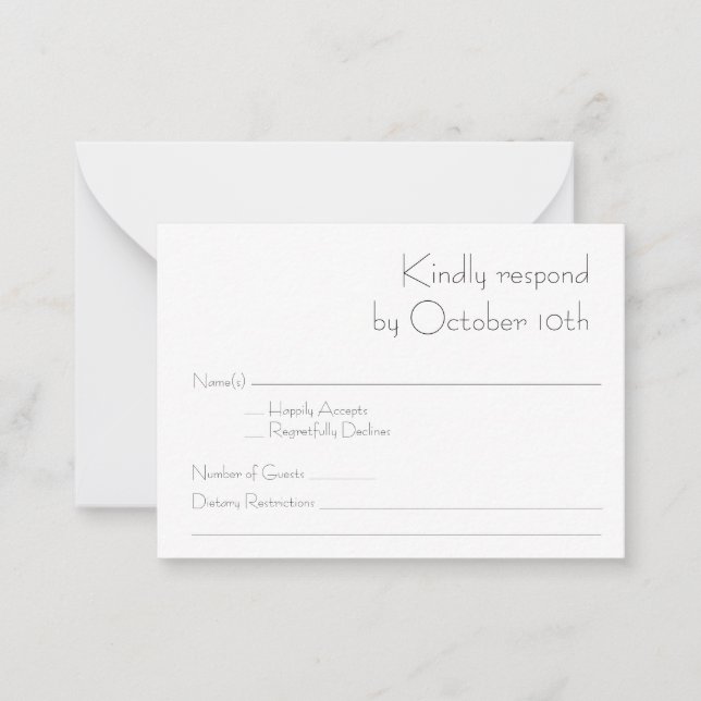 Budget Simple Modern Typography Black White RSVP  Card (Front)