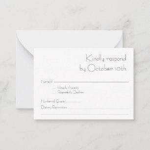 Budget Simple Modern Typography Black White RSVP Card