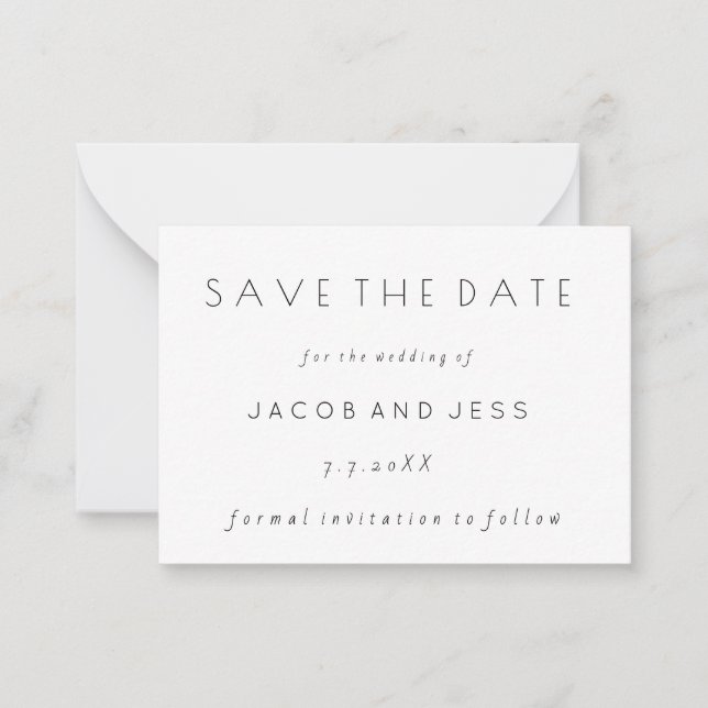 Budget Simple Modern Wedding Save The Date Cards (Front)