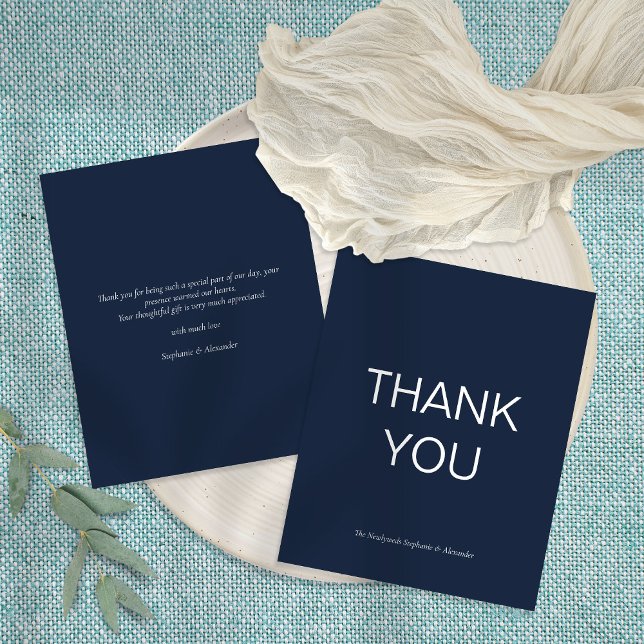 Budget Simple Navy Blue Custom Thank You Card (Creator Uploaded)