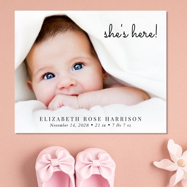 Budget Simple Photo Collage Birth Announcement (Personalize with a photo that captures the beauty and innocence of your newborn)