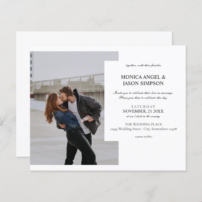 Budget Simple Photo Elegant Wedding Invitation (Front/Back)