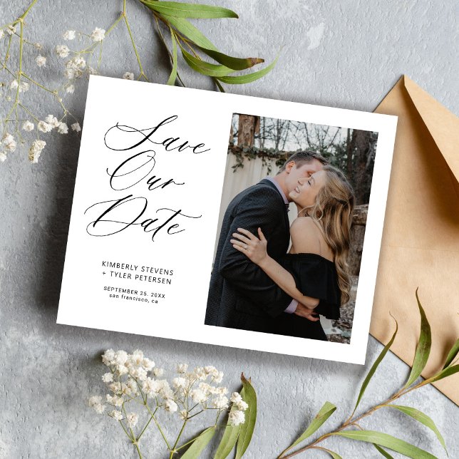 Budget simple photo elegant wedding save the date (Creator Uploaded)