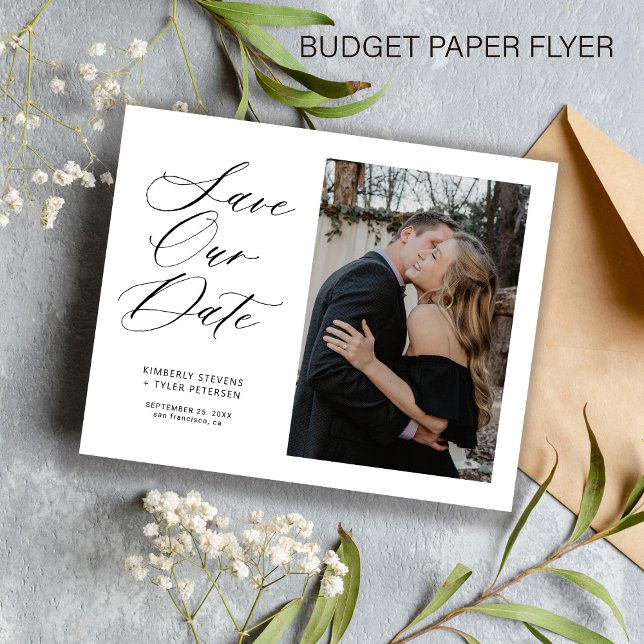 Budget simple photo elegant wedding save the date flyer (Creator Uploaded)