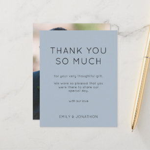 Budget Simple Photo Wedding Dusty Blue Thank You